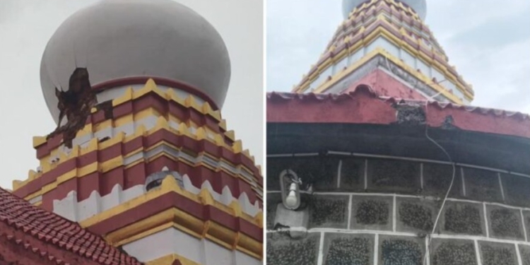 ದೇವಸ್ಥಾನಕ್ಕೆ ಬಡಿದ ಸಿಡಿಲು : ಅಪಾರ ಹಾನಿ
