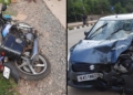 ಬೈಕ್‌-ಕಾರು ಡಿಕ್ಕಿ : ಗಂಡ ಸ್ಥಳದಲ್ಲೇ ಸಾವು, ಪತ್ನಿಗೆ ಗಂಭೀರ ಗಾಯ